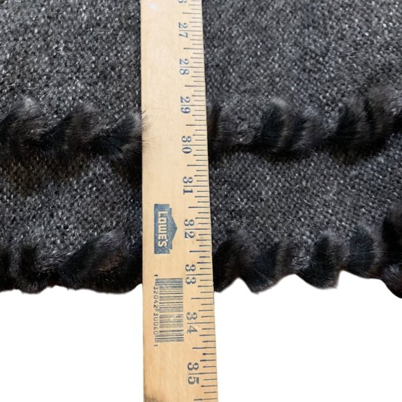 Women’s Steampunk Cardigan Gray Black Fur Trim Layered Ruffles Flowy Hemline - Picture 9 of 11